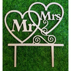 Cake topper heart Mr and Mrs